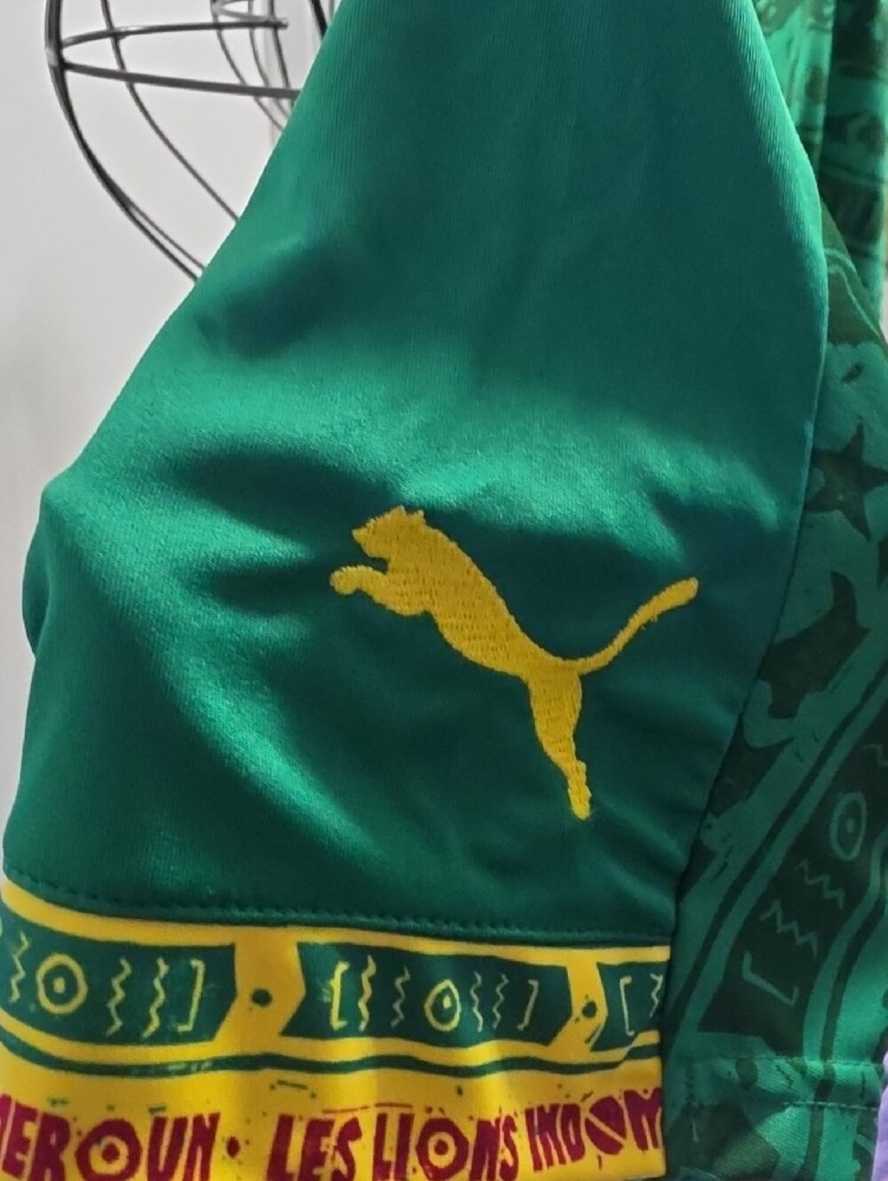 Puma Green & Yellow Cameroon Football Shirt with Red Trim #9 - Picture 7 of 13
